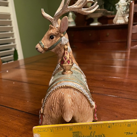 Fitz and Floyd Santa deer lidded trinket box from Georgian collection - Picture 3 of 17